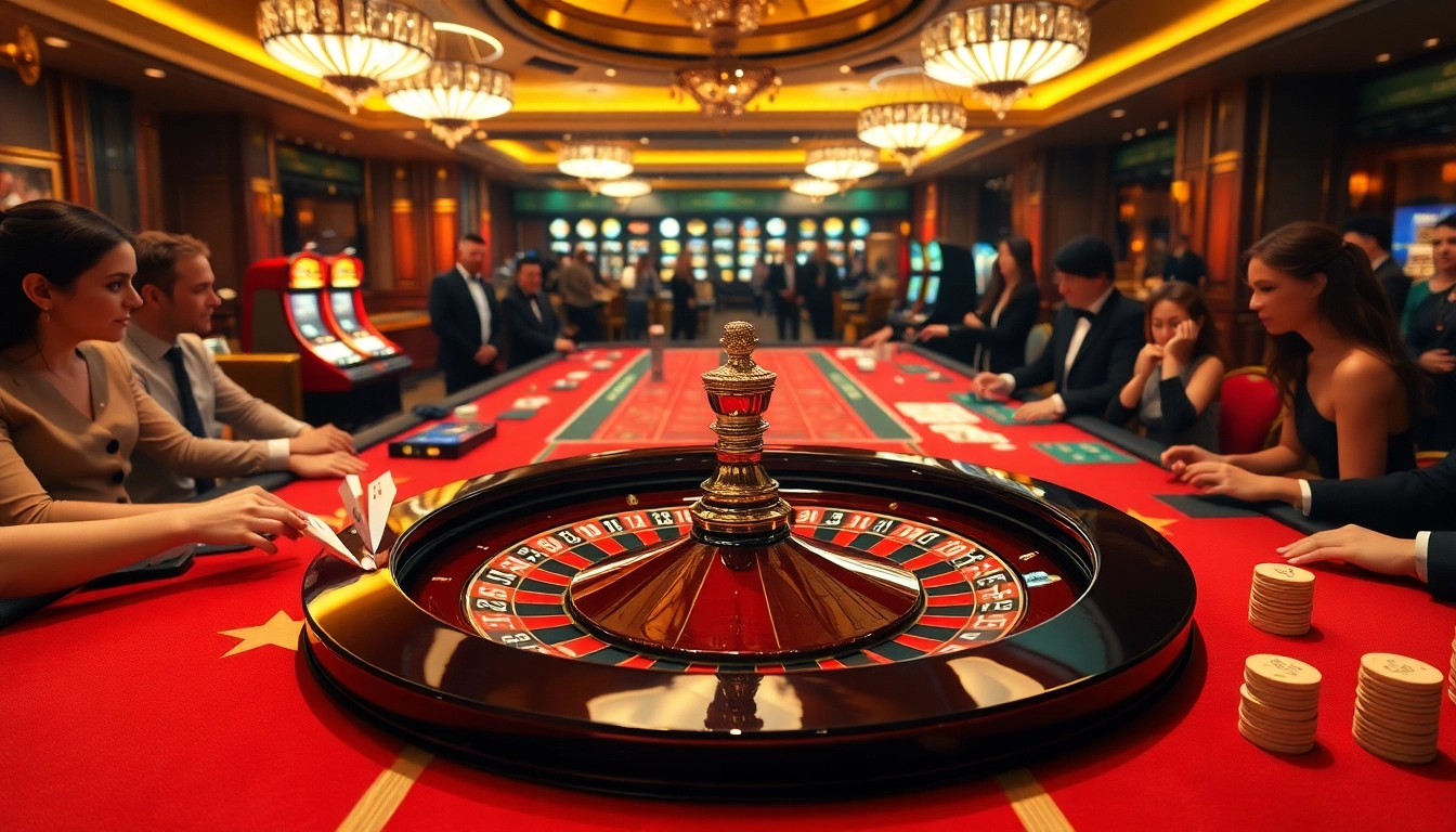 Experience the thrilling C168 roulette game in a lavish casino setting with engaged players and a stylish dealer.