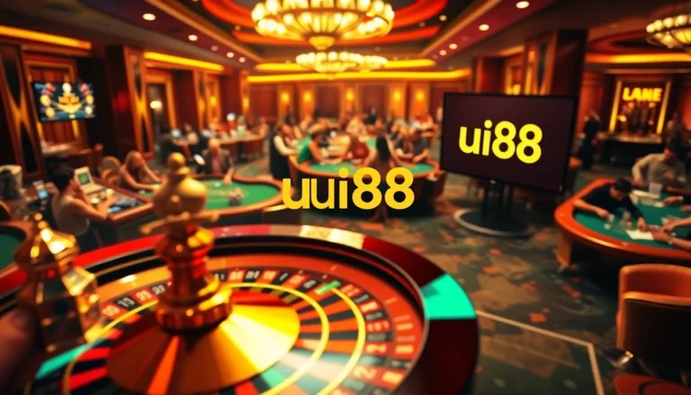 Experience thrilling moments at uu88 casino featuring exciting games like blackjack and roulette under vibrant lights.