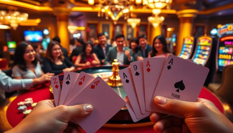 Experience thrilling casino action with hi88 as players bet on a vibrant roulette table amidst excitement.