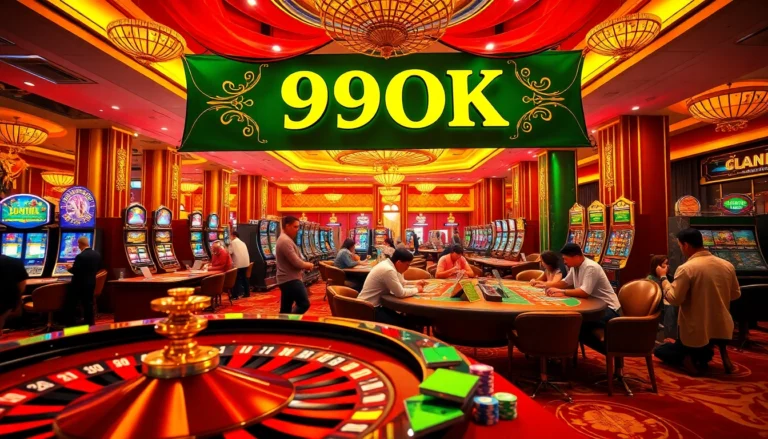 Experience the thrilling excitement of 99OK at our vibrant casino with lively players and classic gaming tables.